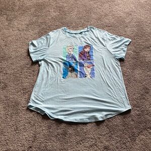 Disney Frozen II Graphic Tee Elsa Anna Olaf Short Sleeve Top Pale Blue SIZE 3XL